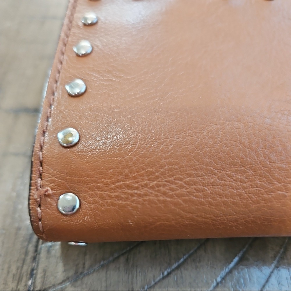 Vintage Michael Kors Astor Brown Studded Leather Wallet Edgy Rock Luxe Timeless - Picture 13 of 16